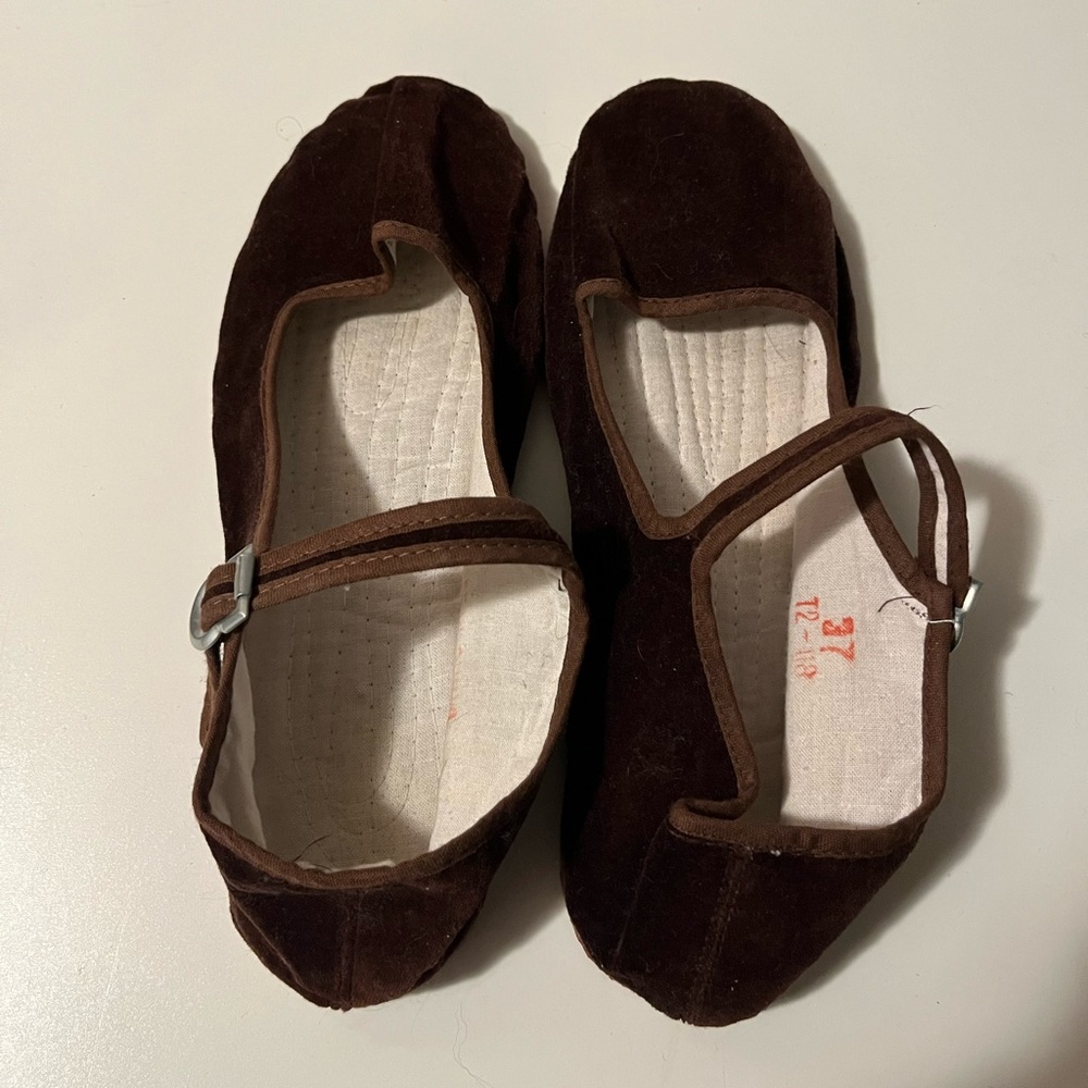 Brown Velvet Maryjanes